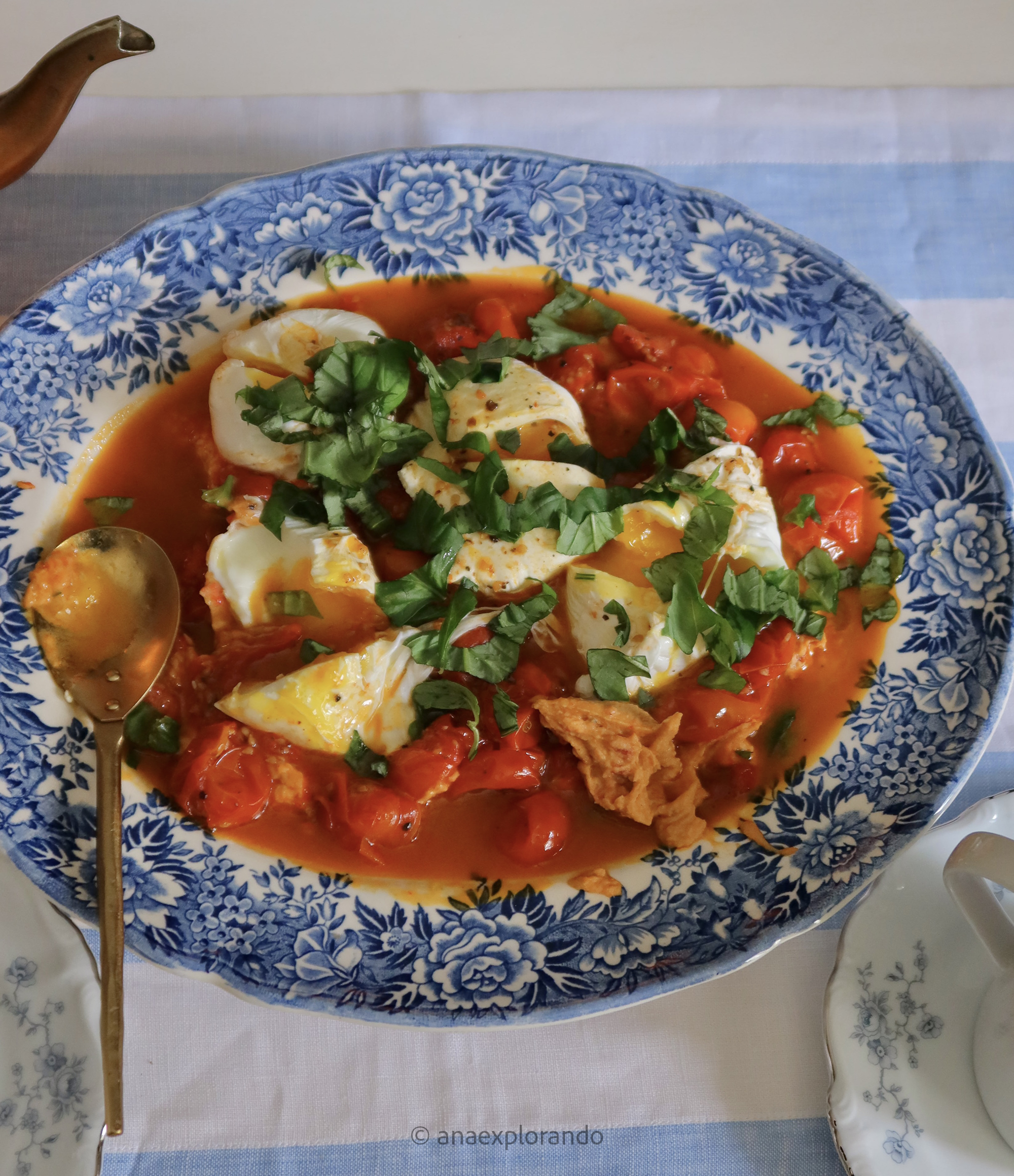 Poached eggs with Tomatoes and Hummus