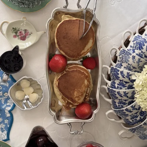 Sourdough Pancakes with strawberries