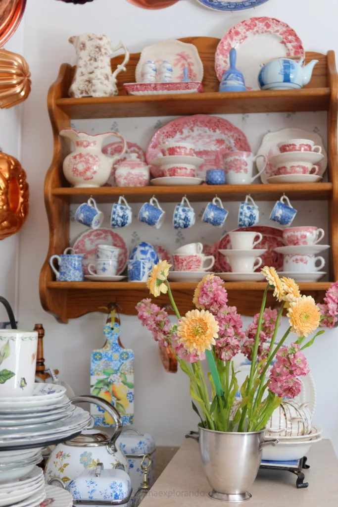 Collected treasures add cottage charm.