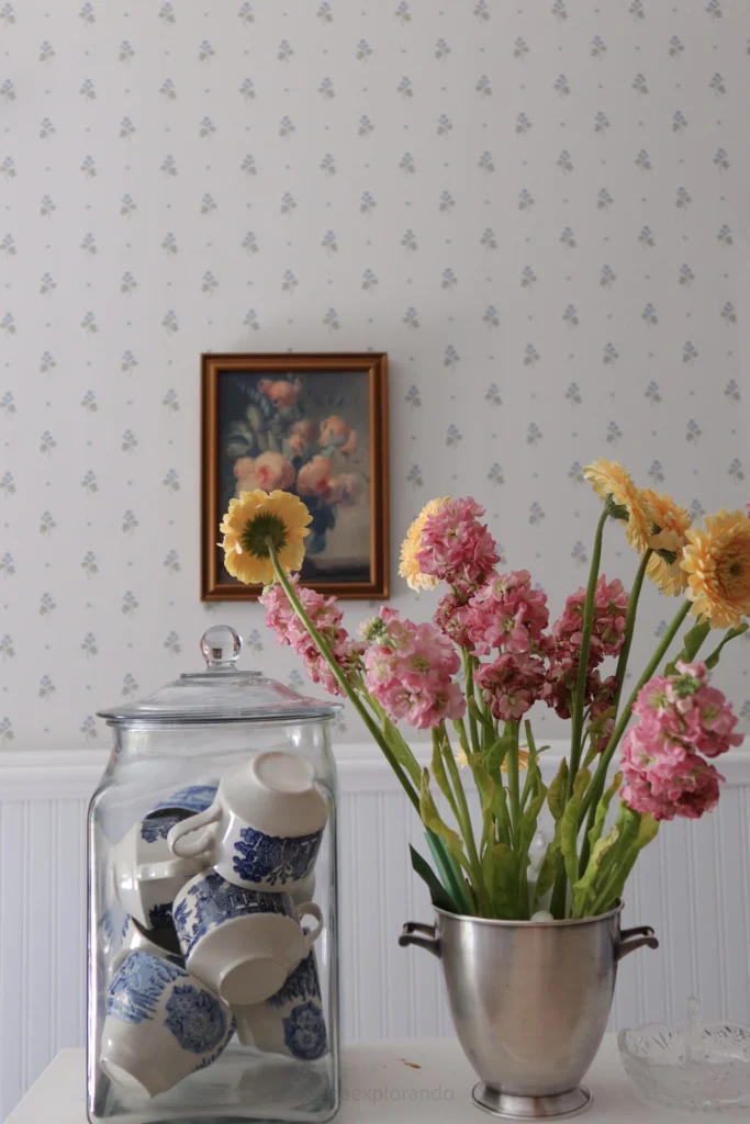 Wallpaper adds cottage charm.
